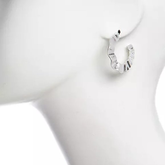 New Directions Open Hoop Silver Tone Earrings -NWT - Picture 2 of 4